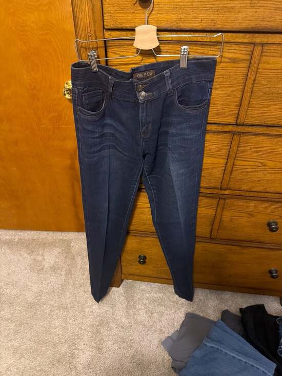 ABM Jeans Denim - ABM Jeans Women's Double Button Dark Wash Skinny Jeans Size 13